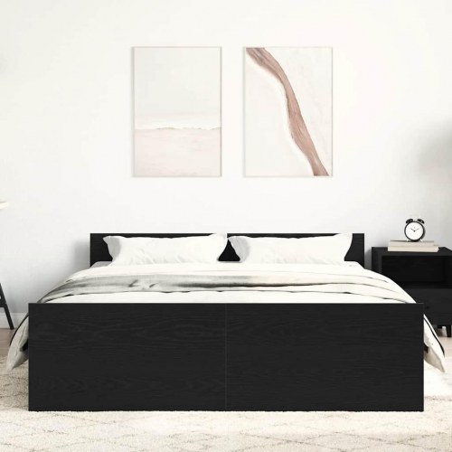 Sengestel uden madras 135x190 cm - konstrueret træ, sort eg