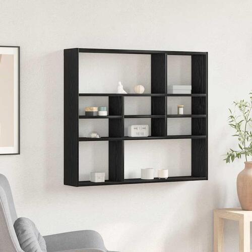 Væghylde 90x16x78 cm konstrueret træ sort egetræsfarve