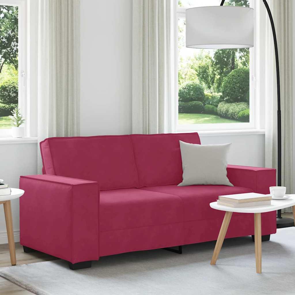 2-personers sofa 140 cm fløjl vinrød