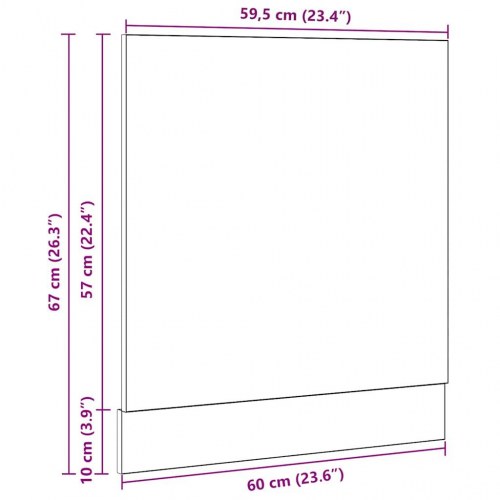 Opvaskemaskinepanel Lyon - sort eg, 60 × 1,5 × 67 cm, konstrueret træ