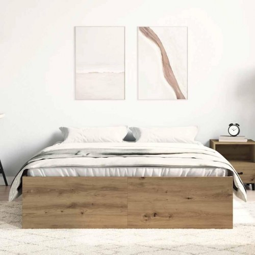 Sengestel med opbevaring 135 x 190 cm - konstrueret træ i kunsteg
