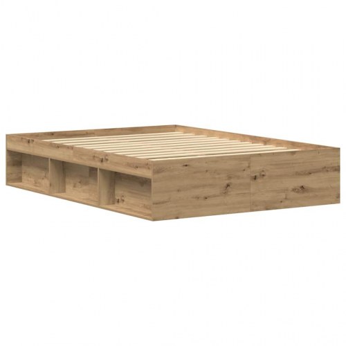 Sengestel med opbevaring 135 x 190 cm - konstrueret træ i kunsteg