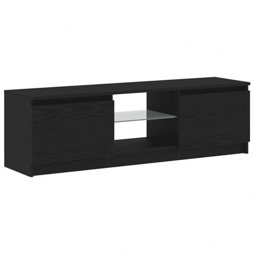 Tv-bord med LED-lys - 120×30×36 cm, konstrueret træ, sort eg