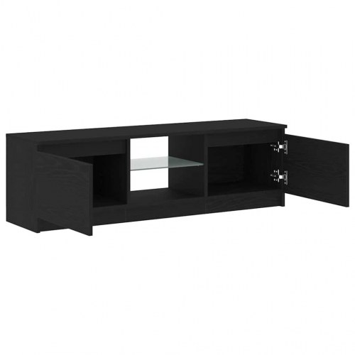 Tv-bord med LED-lys - 120×30×36 cm, konstrueret træ, sort eg