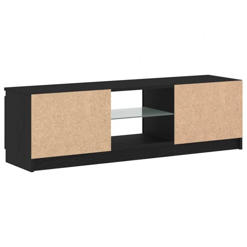 Tv-bord med LED-lys - 120×30×36 cm, konstrueret træ, sort eg
