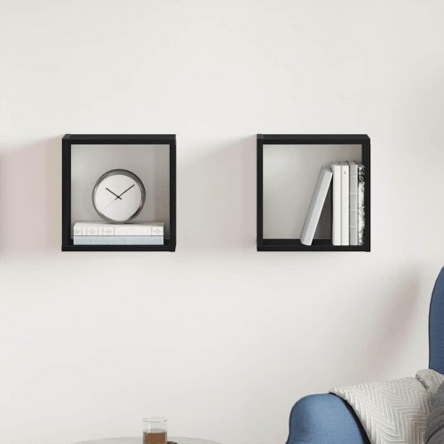 Væghylder 2 stk. - kubeformet 30×15×30 cm i sort eg