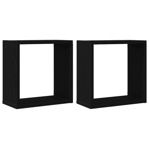 Væghylder 2 stk. - kubeformet 30×15×30 cm i sort eg