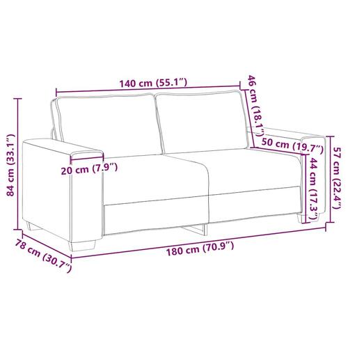 2-personers sofa 140 cm fløjl sort