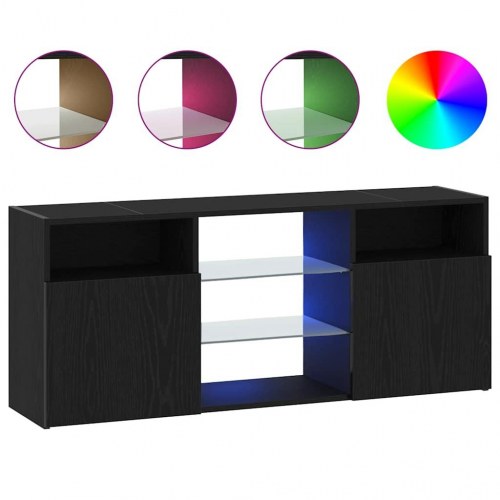 TV-bord med LED-lys 120×30×50 cm - sort eg, konstrueret træ