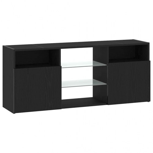 TV-bord med LED-lys 120×30×50 cm - sort eg, konstrueret træ