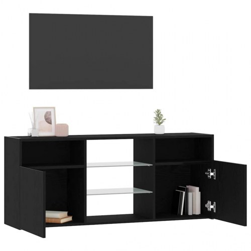 TV-bord med LED-lys 120×30×50 cm - sort eg, konstrueret træ