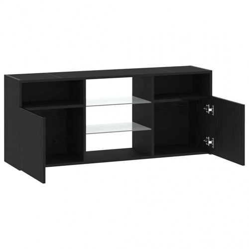 TV-bord med LED-lys 120×30×50 cm - sort eg, konstrueret træ
