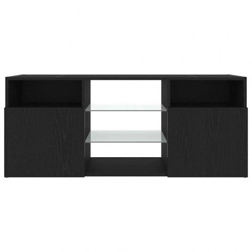 TV-bord med LED-lys 120×30×50 cm - sort eg, konstrueret træ