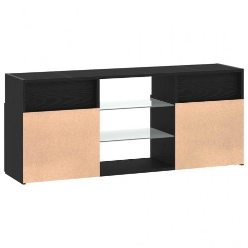 TV-bord med LED-lys 120×30×50 cm - sort eg, konstrueret træ