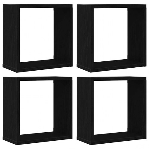 Væghylder kubeformede - 4 stk. 30×15×30 cm, konstrueret træ, sort eg