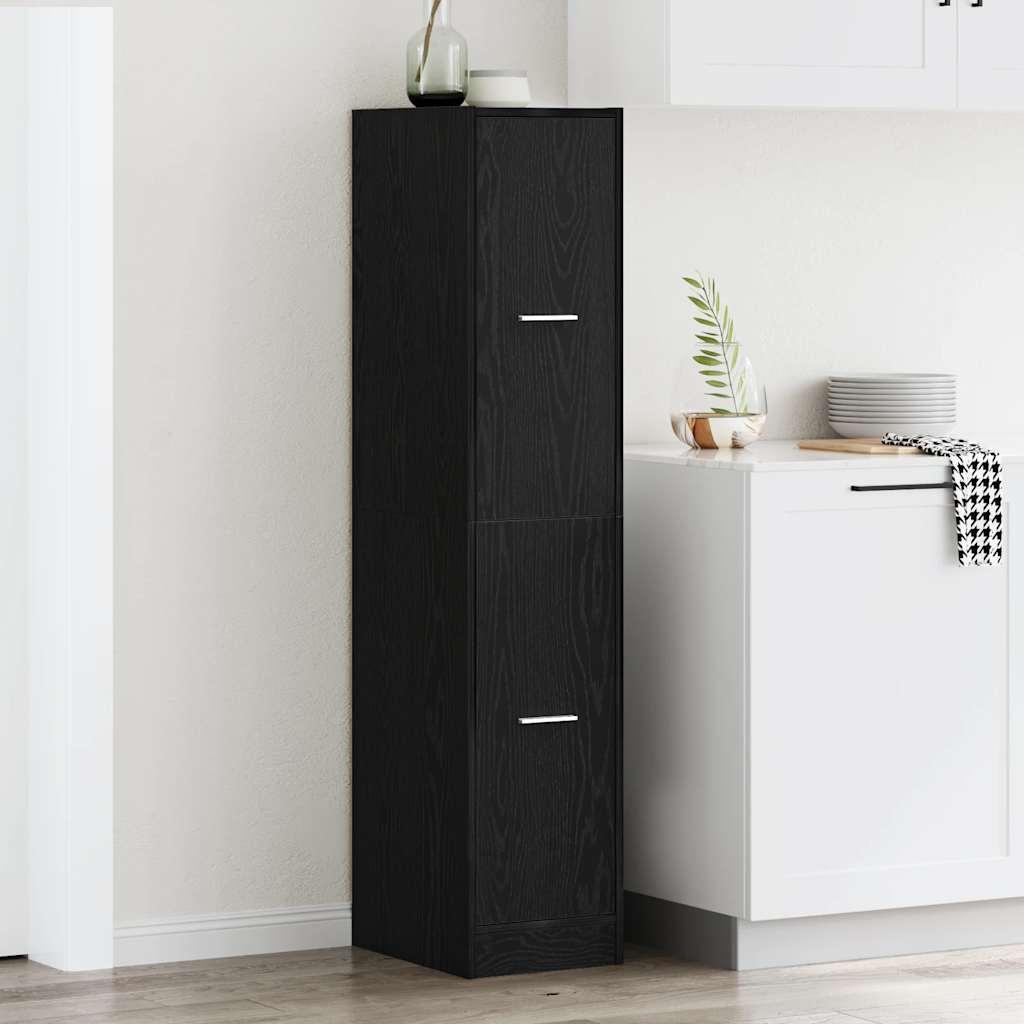 Apotekerskab 30x41x144,5 cm konstrueret træ sort egetræsfarve