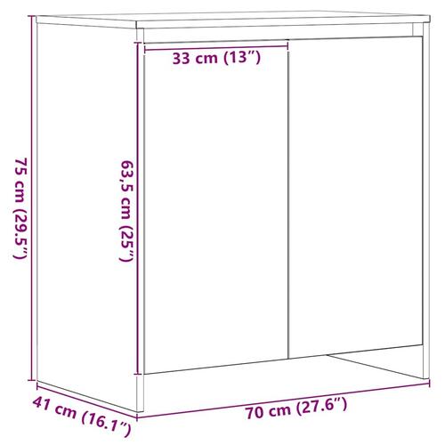 Skænk 70x41x75 cm konstrueret træ sort egetræsfarve