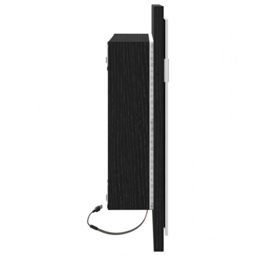 Badeværelsesspejl med LED-lys - sort-eg, 60 x 37 x 8,5 cm