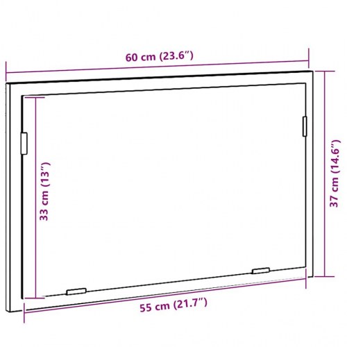Badeværelsesspejl med LED-lys - sort-eg, 60 x 37 x 8,5 cm