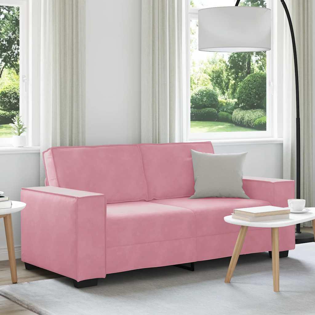 2-personers sofa 140 cm fløjl lyserød billede