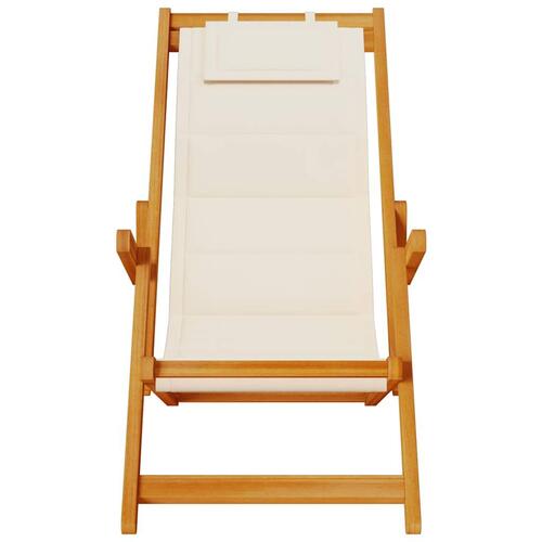 Sammenklappelig strandstol med armlæn akacietræ&Textilene creme