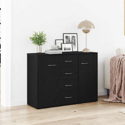 Skænk 88×30×64 cm i konstrueret træ - sort egetræsfarve