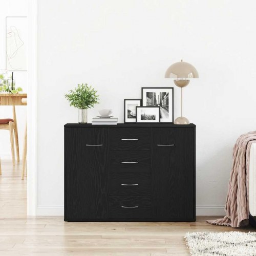 Skænk 88×30×64 cm i konstrueret træ - sort egetræsfarve