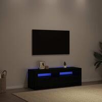Tv-bord med LED-lys 120x35x40 cm konstrueret træ sort egetræ