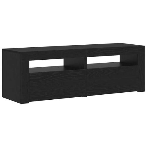 Tv-bord med LED-lys 120x35x40 cm konstrueret træ sort egetræ