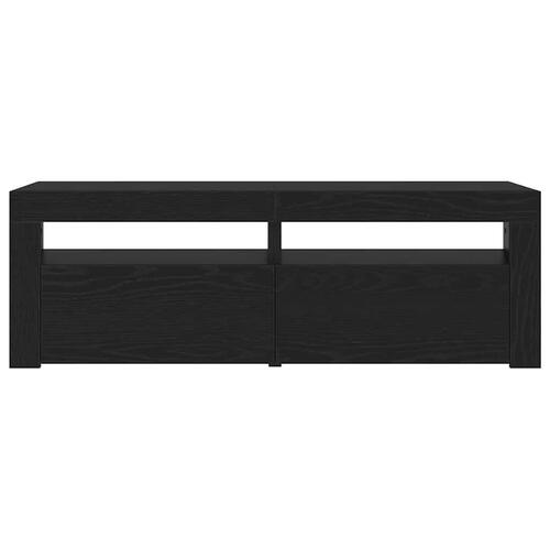 Tv-bord med LED-lys 120x35x40 cm konstrueret træ sort egetræ