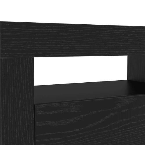 Tv-bord med LED-lys 120x35x40 cm konstrueret træ sort egetræ