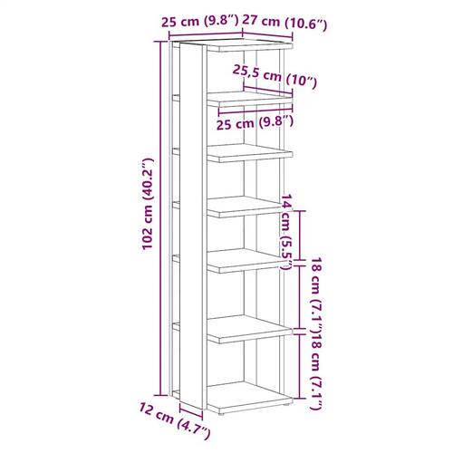 Skoskabe 2 stk. 25x27x102 cm konstrueret træ sort egetræ