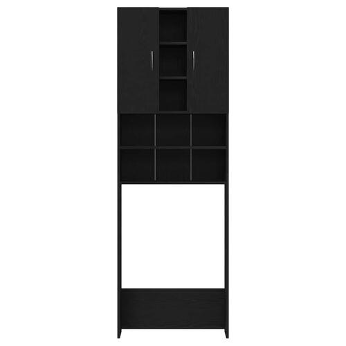 Vaskemaskineskab 64x25,5x190 cm sort egetræsfarve