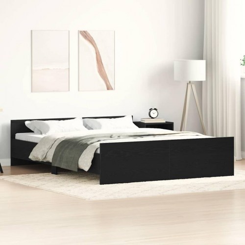 Sengestel uden madras 160×200 cm - konstrueret træ, sort eg