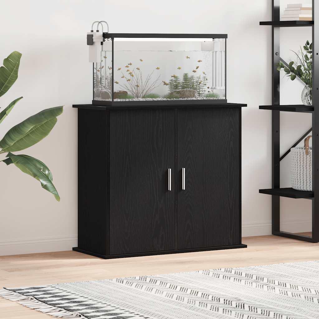 Akvariestativ sort egetræ 81x36x73 cm konstrueret træ billede