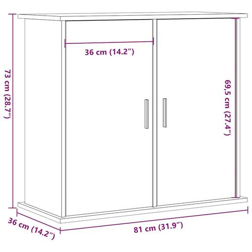 Akvariebord 81x36x73 cm konstrueret træ sort egetræsfarve