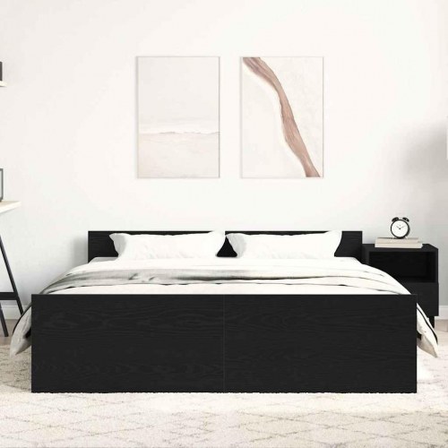 Sengestel 150x200 cm i konstrueret træ - sort eg