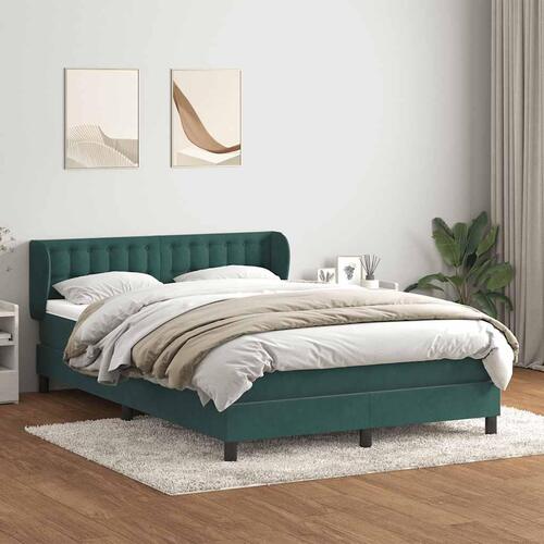 Kontinentalseng med madras 160x210 cm fløjl mørkegrøn