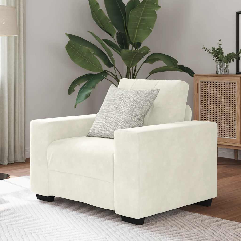 Sofastol 60 cm fløjl cremefarvet billede