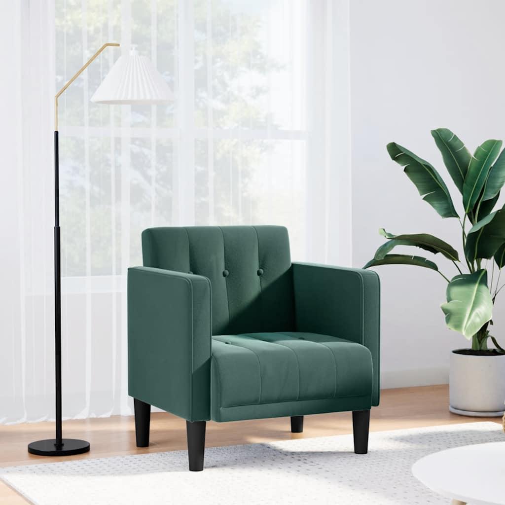 Sofastol med armlæn 53 cm fløjl mørkegrøn
