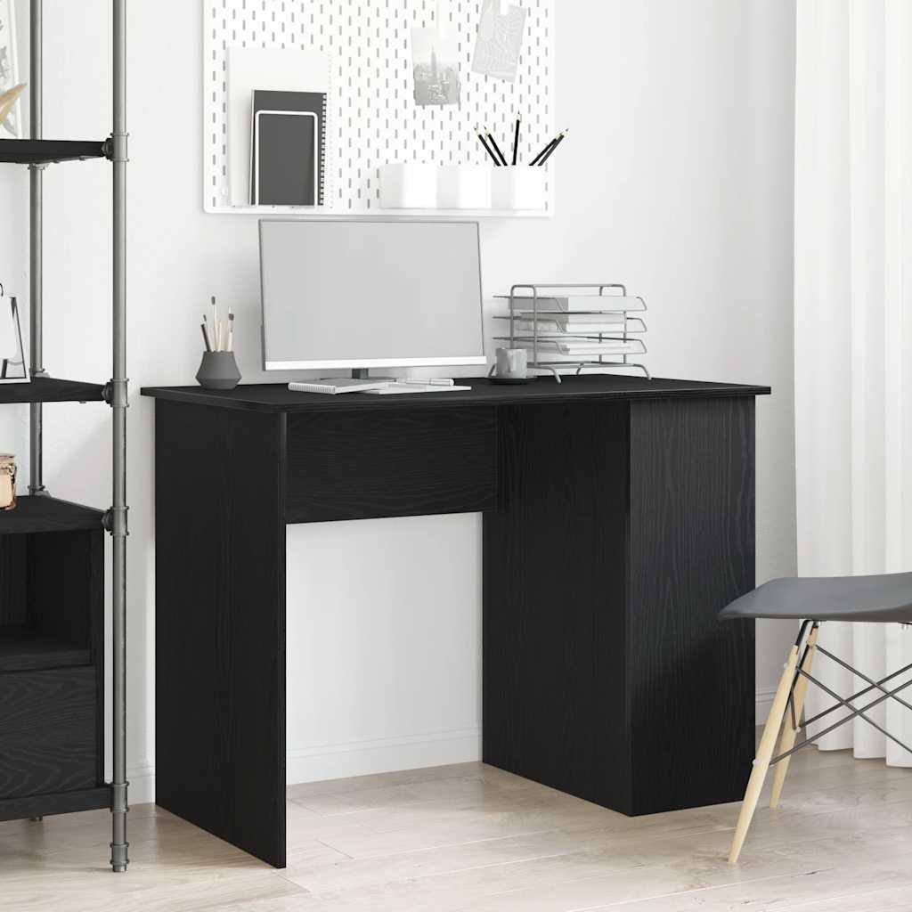 Skrivebord 100x55x75 cm konstrueret træ sort egetræsfarve