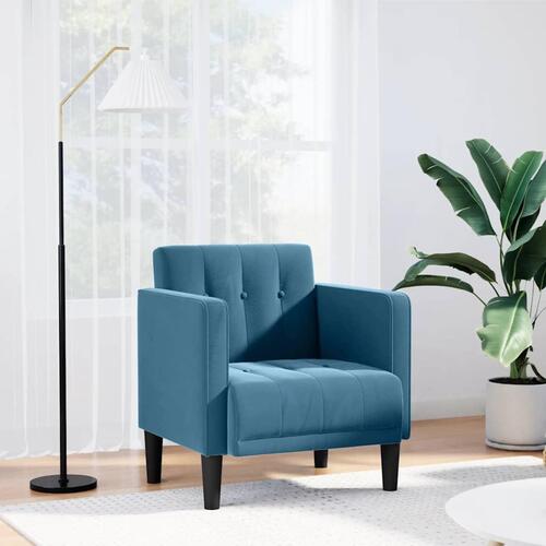 Sofastol med armlæn 53 cm velour blå