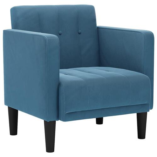 Sofastol med armlæn 53 cm velour blå
