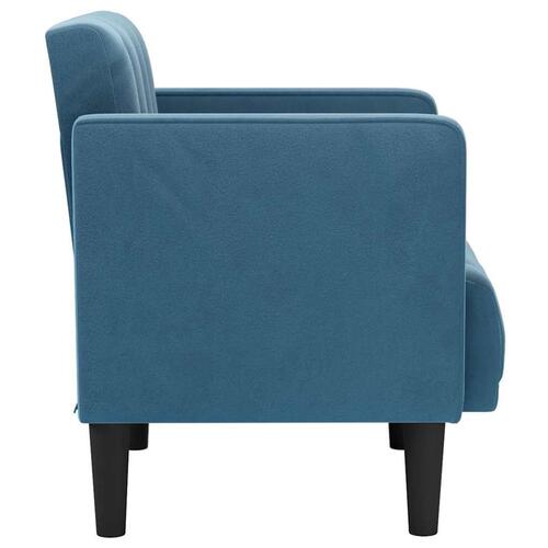 Sofastol med armlæn 53 cm velour blå