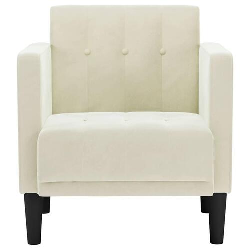Sofastol med armlæn 53 cm fløjl cremefarvet