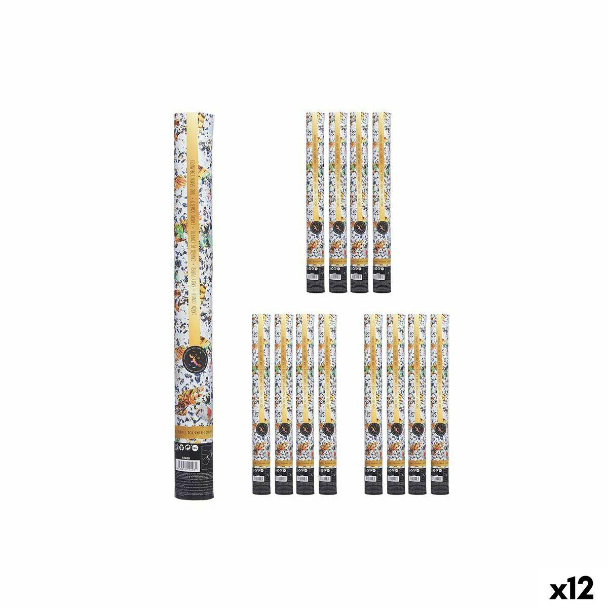 Konfetti kanon - multifarvet papir/plast, 5 × 48,5 × 5 cm (12 stk.)