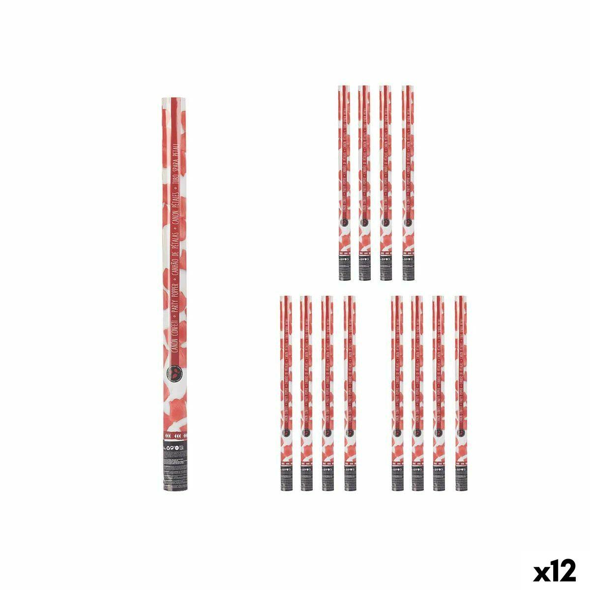 Konfettikannon - rød, papir/pap/plast, 79 cm (12 stk)