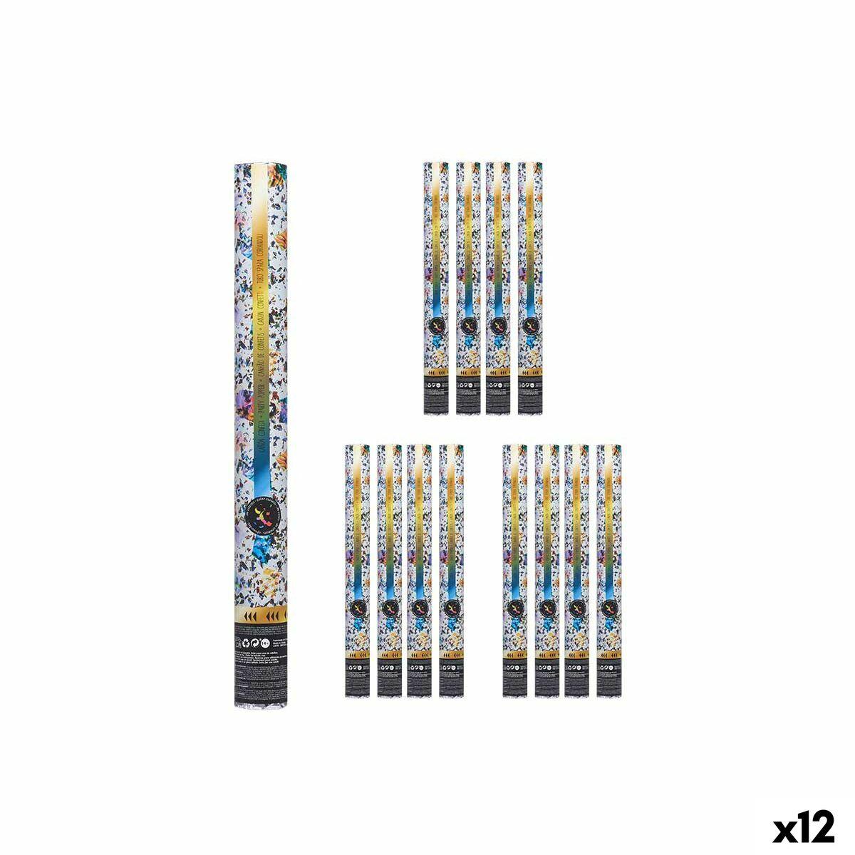 Konfetti kanon - Multifarvet, papir/plast, 78,5 cm (12 stk)