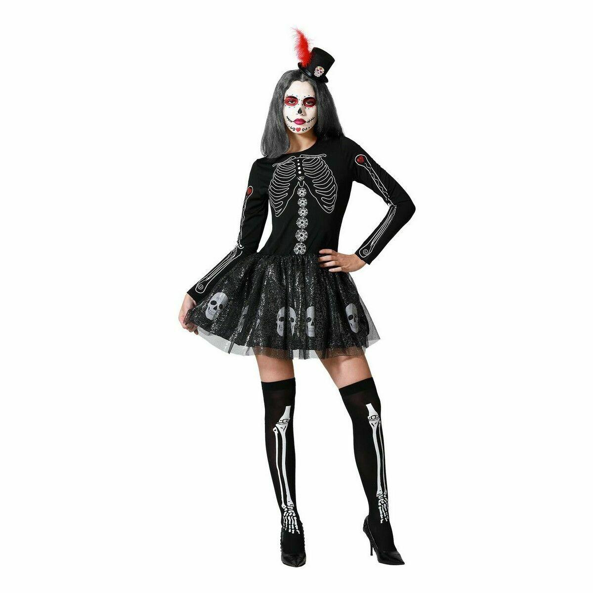 Halloween kostume til voksne - Skelet kjole XS/S