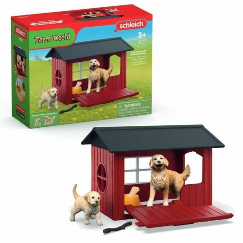 Schleich Farm World Playset 42722 - Hundehus med Golden Retriever (9 dele)